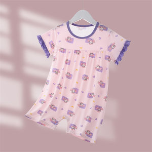 Bộ Đồ Ngủ Liền Thân Modal Mùa Xuân Hè Cho Trẻ Em Chống Lạnh Mỏng Cho Bé Gái Quần Áo Mặc Nhà Trẻ Em Chất Liệu Polyester