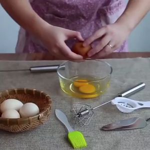 Stainless steel semi-automatic egg beater rotary cream egg mixer
