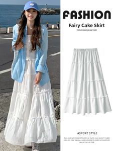 YIFANSHI | White A-line Skirt Female Autumn New High Waist Slim Fluffy Gentle Long Style Cake Skirt