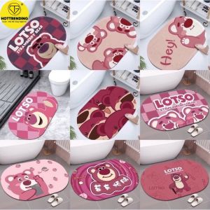 Thảm lau chân Losto hình gấu dâu siêu thấm hút chống trơn trượt kích thước 40x60cm dày 5mm