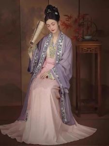 Purple Pearl Print Hanfu Womens Suit Tang Dynasty Style Traditional Chinese Clothing Set Quality Polyester Fiber