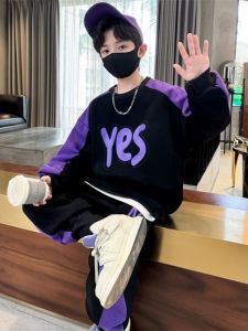 Casual Letter Boys Outfit Spring Autumn Stylish Cotton Set for Kids 3-13 Years Old Comfortable Breathable Clothing