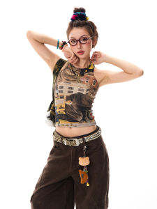youngstage | Áo Ngắn Tay In Hình Mèo Dễ Thương