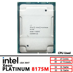 Intel | Intel Used Xeon Platinum 8175M 2.50GHz CPU processor 33MB Smart Cache 24-Cores 48-Thread 240W LGA3647
