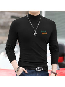 ฤดูใบไม้ร่วง ฤดูหนาว พลัสไซส์ สองด้าน ผ้าขนแกะ ปัดขน อุ่น เสื้อยืดแขนยาววัยรุ่น อินเทรนด์ กํามะหยี่ครึ่งสูง ปกเสื้อ เสื้อฐาน เสื้อท่อนบน