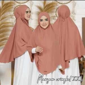 HIJAB KHIMAR CRINKLE JUMBO XL TALI NON PAD BAHAN CRINKLE