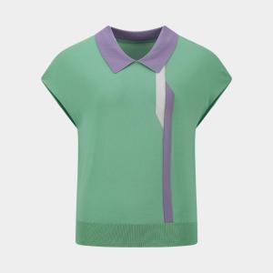 MY TENO | Maten New Spring Summer Color Block Collar Knitted Short Sleeve Womens Top Fashionable Versatile Business Casual Mid-aged