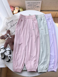 Cool Feeling Sun Protection Girls Sports Pants Thin Breathable Quick Dry Ice Silk Mosquito Proof Summer Clothing Childrens Pants