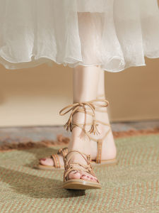 Bohemian Knot Sandals Womens Summer Roman Style Beachside Flat Bottom Soft Sole Toe Post Crossbanding Casual Fashion Sandals