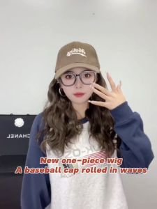 Fashion Baseball Cap Wig One-piece Big Wavy Curly Hair Straight Hair Full Wig For Women