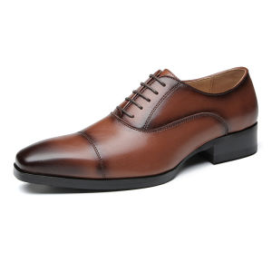 WuChu High Quality Italian Oxford Shoes for Men Luxury Genuine Leather Wedding Shoes Classic Square Toe Business Formal Dress Shoes Plus Size 39-47