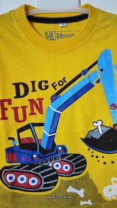 Baju Kaos Distro Anak Laki Laki  Keren Import ( 42 Kuning Ekskavator ) Size XXL ( 9-10 Thn ) - Hypelane Kids - HT2