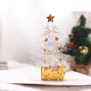 UMI 3D Creative Pop Up Crystal Cake Transparent Clear Birthday Greeting Gift Card Handmade Kirigami Party Card Envelope