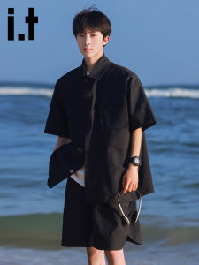 izzue | Breathable Loose Casual Workwear Style Short Sleeve Shirt Set 2pc