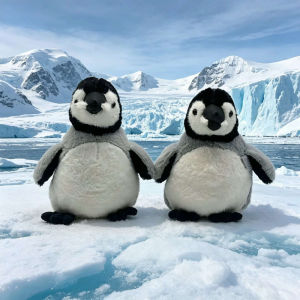 YF Emperor Penguin Chick Plushie Realistic Fluffy Baby Penguin Plush Doll Soft Sea Animal Toy Gift FY