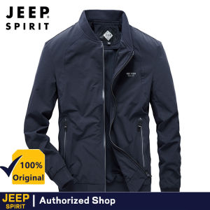 เสื้อคาร์ดิแกนมีซิปของผู้ชาย Jeep Spirit เสื้อแจ็คเก็ตลำลองการบูรณ่นสบาย