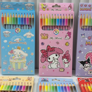 (READY STOCK) 12pcs HB Pensel Pensil Warna Stationary Alat Tulis Kartun Colour Pencil Box Stationery Set 学生彩色笔