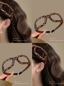 หมวกคล้องผมขอบกว้างลายเสือดาวสำหรับผู้หญิง ทรงสูง หมวกคล้องผมแบบอเนกประสงค์สำหรับกลางแจ้ง หมวกคล้องผมฤดูใบไม้ร่วง/ฤดูหนาว