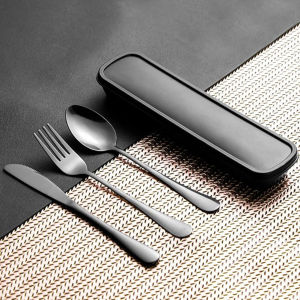 Cutlery Set 3 Piece Stainless Steel Flatware Set Washable Reusable With Storage Box Food Grade Stainless Steel For Travel