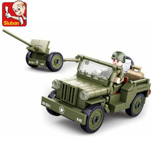 Sluban 143PCS Military American Willys Jeep Car Army Normandy Landing Building Blocks Educational Toys for Children