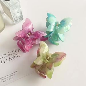 Kẹp Tóc Càng Cua Hình Bướm 3D 2 Lớp Màu Cẩm Thạch Xà Cừ Trong Suốt Hot Trend Hàn Quốc Cho Nữ