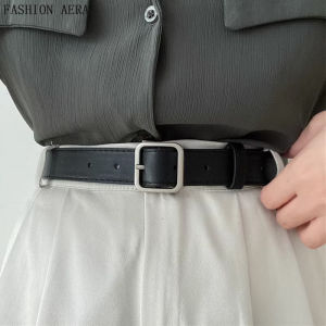 Ladies Vintage Belt Metal Leather Round Buckle Belt Korean Fashion Women Belts Leather Metal Buckle Waist Belt