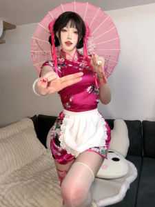 New Chinese Style Cheongsam Dress Halloween Christmas Cosplay Uniform Soft Girl Maid Skirt Short Cheongsam Daily Wear