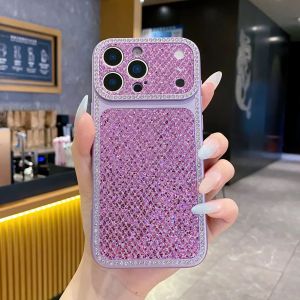 Rhinestone Glitter Sparkling Camera Protection Case For iPhone 17 Air 16 15 14 13 12 11 Pro Max Shockproof Lattice Back Cover