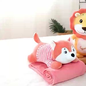 TOP WAY สุนัขน่ารัก หมอน เปิดเป็นผ้าห่ม 110Cm*160Cm และ Blanket สดใส สุขภาพดี สุหรรณะ