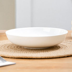 Jingdezhen Pure White Bone China Dish Creative Deep Large Capacity round Stir-Fry Dish for Home Use Soup Plate Serving Dish