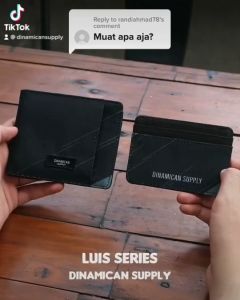 Dompet pria lipat cardholder dompet kartu cowok Luis black strip 2 in 1 wallet Dinamican Supply