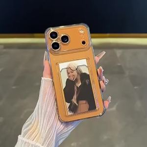 Transparent Card Slot Holder Case For iPhone 14 Plus 15 13 17 16e 12 11 18 Pro Max 8 7 Plus XS Max XR X SE Soft Shockproof Cover
