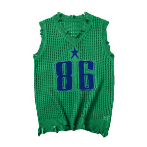 เสื้อกั๊กผู้ชายแฟชั่นฤดูร้อนถักรูปแบบตัวอักษรตาข่ายเสื้อกั๊ก Casual Breathable ถักเสื้อกั๊ก TOP Men US ขนาด