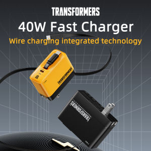 Transformers PD 40W TF-S01 Fast Charger GaN USBC Fast Charging Charger Plug Adapter Dual Port USB Type C With a Stretch Cable