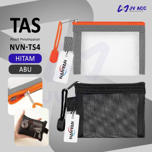 NVN-TS4 TAS POUCH JARING KOTAK PENYIMPANAN KABEL DATA / CHARGER / KOSMETIK / NAME CARD / KOIN RECEH TRANSPARAN
