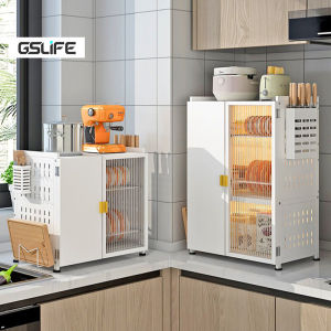 GSlife Carbon Steel Anti-Mold Dish Rack Kitchen Organizer Cabinet | Ligtas sa Amag 2/3-Tier | Metal Countertop Drainer Rack Storage Cupboard For Fully Enclosed