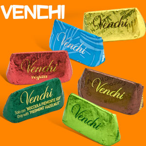 Venchi Black Chocolate with Hazelnuts Loose Snacks Italian Gianduja Bar Solid Chocolate Candy 6g Bag from Italy