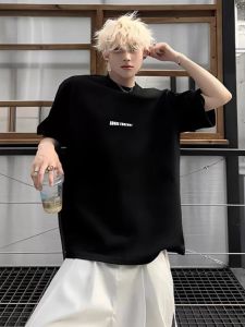 XIBAIYI | Suede Plus Size Men and Women Summer American Streetwear Casual Round Neck T-Shirt