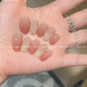 Nail Art Pure Handmade Blush Gradient Wearable Nail Stickers Long Wear Suitable for All Seasons Fashionable Nail Art Decorations
