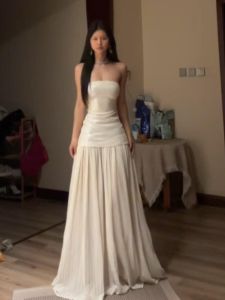 CHANGTONG | French Style Strapless Waist-cinching Bodycon Dress