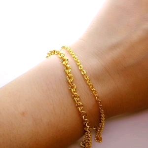 Rantai Tangan P olo Laser Cut Kosong Emas 916 Yon Hing