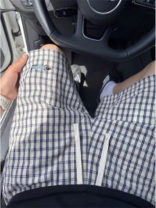 JIARONG | Vintage Blue and White Plaid Loose Casual Shorts