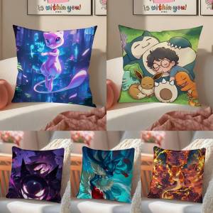 Bandai | Pokemon Umbreon Anime Plush Pillow Cover Soft Short Plush Cushion Cover For Sofa Bedroom Home Decor Gift Decoration
