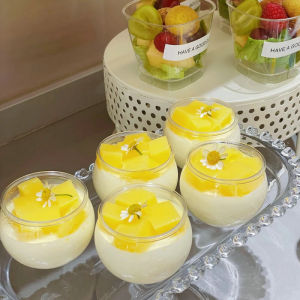 round Disposable Plastic Mousse Cup for Tea Break Jelly Dessert Cup Small Wine Glass Fruit Jelly Cup One-time Plastic Cup