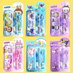 BINLU Kuromi and Labubu 7 in 1 Stationery Set for Kids School Supplies Purple Rabbit Trendy Monster Design Pencil Case Ruler Eraser Sharpener Pencil Gift Set for Students Birthday Gift Giveaways Back to School 2026 Ready Stock Manila COD