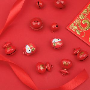 18mm Red Lucky Bag Lucky Cat Bell Copper Bell Handmade DIY Jewelry Decoration Hanging Piece Pendant Materials Accessories