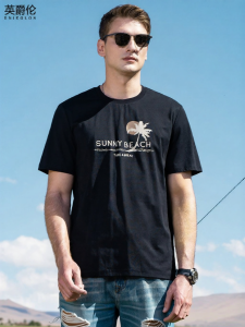 Enjeolon | Breathable Smooth Summer Print T-Shirt Round Collar