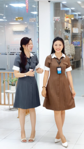 Đầm Nữ GUMAC Dáng A Tay Ngắn Cổ Sơ Mi Phối Trắng Thanh Lịch Hiện Đại DF09021