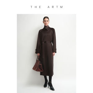 Silk Wool Shirt-style Dolman Sleeves Pleated A-line Loose Fit Long Coat