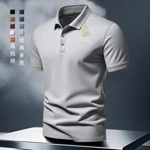 Fashionable Short Sleeve Polo Shirt Mens Cotton Casual Pure Color Collar T-Shirt Summer Trendy Top Quality Material Fit